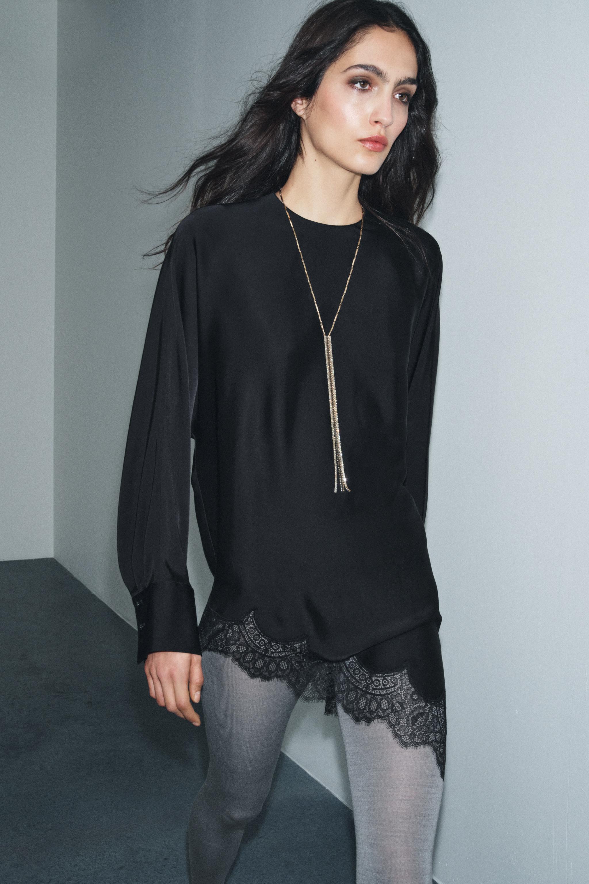 ASYMMETRIC LACE BLOUSE ZW COLLECTION LIMITED EDITION